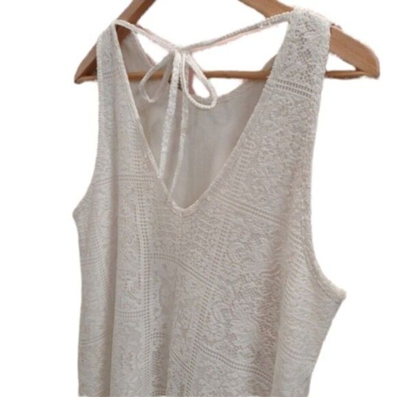 Womens White Mini Dress Crochet Boho Medium Bohemian Casual - Picture 5 of 7